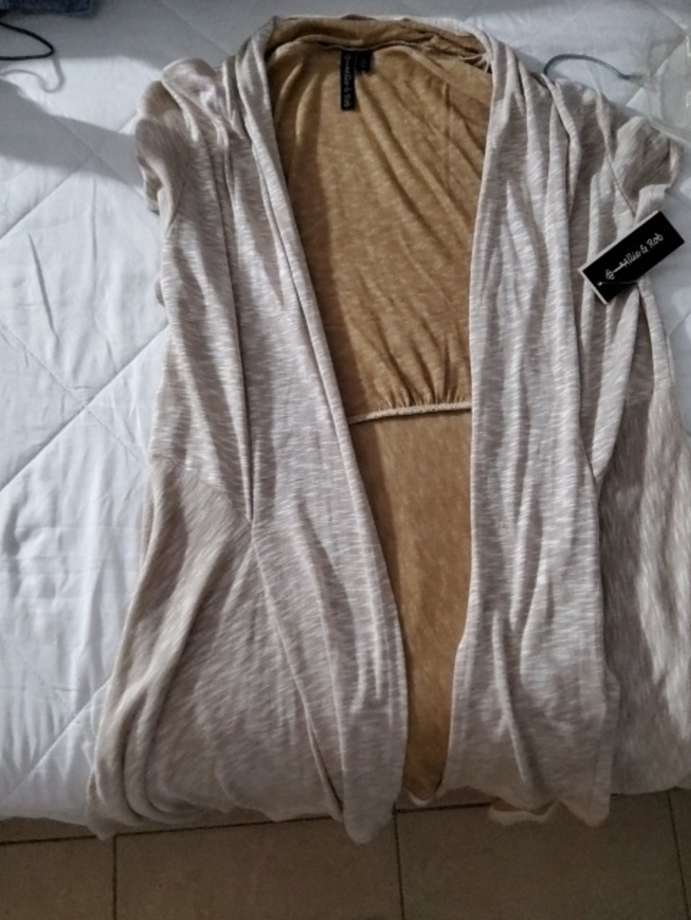Allie & Rob Open-Front Khaki Lightweight Women's Cardigan
